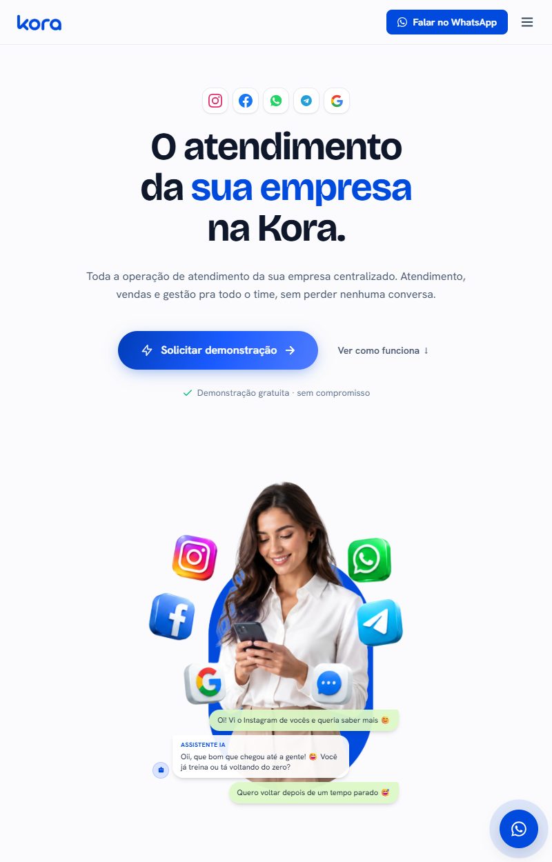 Case Kora, Produto · SaaS + IA